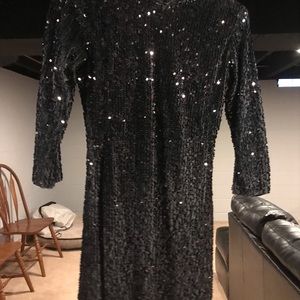 Black sequin cocktail dress